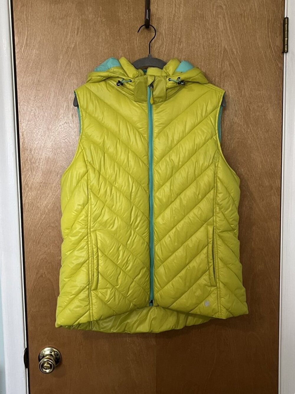 Tek Gear Women's XL Yellow & Turqoise Removable Hood Vest